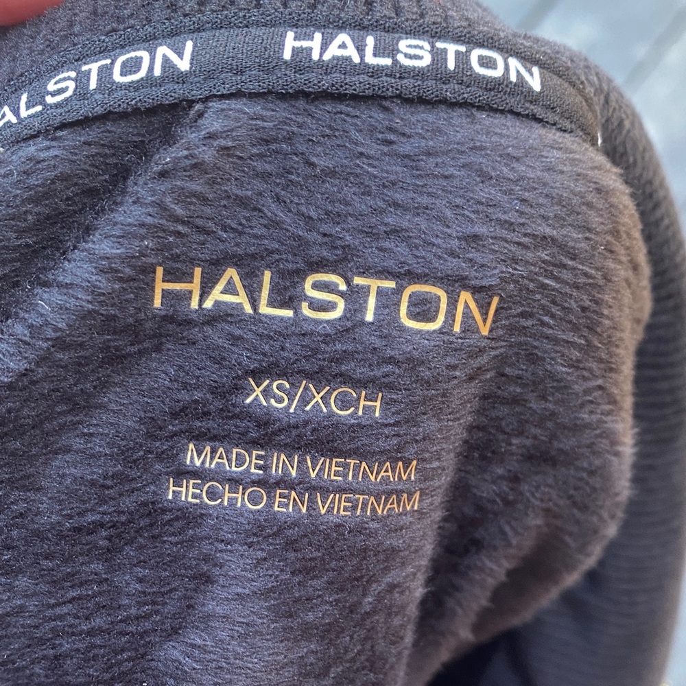 Halston Black Velour Half-Zip Pullover with Gold Zip Detail XS - Picture 8 of 10
